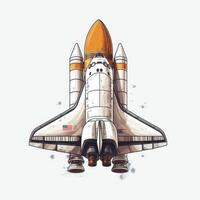 dessin animé fusée espace navire prendre désactivé, isolé vecteur illustration. vaisseau spatial icône logo. génératif ai. photo