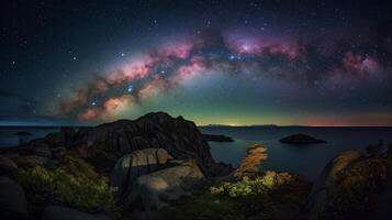 un incroyable portrait de nord lumières paysage génératif ai photo