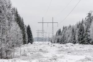 lignes électriques en hiver