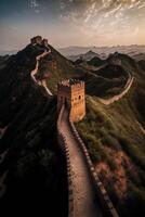 un aérien vue de le génial mur de Chine. génératif ai. photo