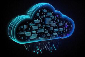 nuage calcul sur Les données serveur. nuage technologie. base de données génératif ai illustration photo