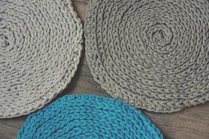 gris Fait main cordon de coton nappes sur crochet crochet photo