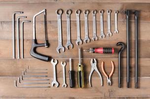 ensemble de outils Provisions sur bois Contexte Haut vue photo