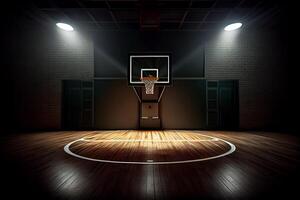 basketball cerceau dans le salle de sport. génératif ai photo