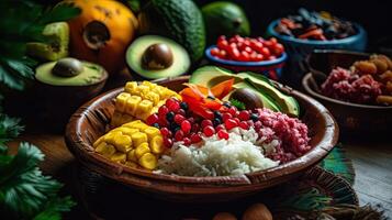 Latin nourriture, colombien nationale aliments. génératif ai photo