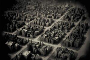 noir et blanc photo de une modèle de une ville. génératif ai.