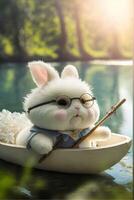 Pixar style une super mignonne et content blanc Fée lapin. génératif ai. photo