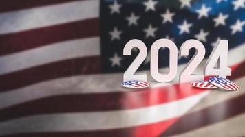 le Etats-Unis drapeau et 2024 pour voter concept 3d le rendu photo