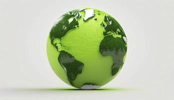 monde Terre journée concept. illustration de le vert planète Terre sur une blanc Contexte. Terre journée affiche, bannière, carte, avril 22, économie le planète, environnement, planète Terre, produire ai photo