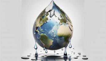 monde Terre journée 3d concept. monde l'eau journée 3d concept. économie Terre et l'eau et monde environnement protection concept- environnement jour, produire ai photo