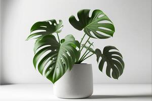 monstera sur rose Contexte. génératif ai photo