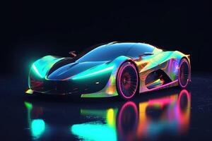 futuriste luxe des sports voiture néon couleurs établi avec génératif ai technologie. photo