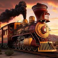 le nostalgique charme de vapeur locomotives, génératif ai photo