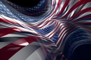 ai généré Etats-Unis drapeau dans futuriste, 3d, rétro, fractale, pétrole peinture, papier Couper style, abstrait, intérieur Accueil conception photo