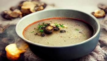 champignon soupe. génératif ai photo