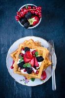 fait maison gaufres et la glace crème photo