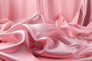abstrait rose lisse soie Contexte. satin élégant luxe tissu. génératif ai photo