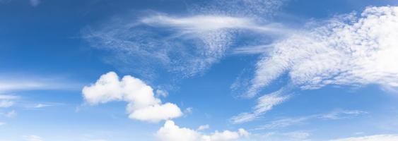 ciel bleu panoramique avec des nuages duveteux photo