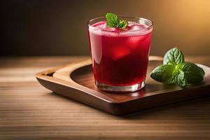 rafraîchissant fruité été boisson sur table avec citron et menthe photo