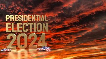 le crépuscule ciel et or texte présidentiel élection 2024 pour voter concept 3d le rendu photo