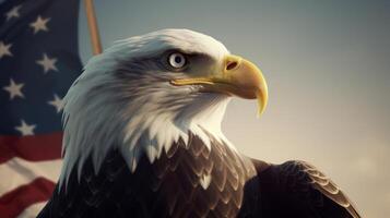 Aigle avec Etats-Unis drapeau. illustration ai génératif photo