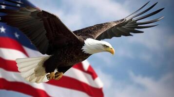 Aigle avec Etats-Unis drapeau. illustration ai génératif photo