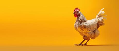 poulet isolé sur Jaune Contexte. établi génératif ai photo