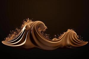 3d Chocolat vagues illustration. ai généré photo