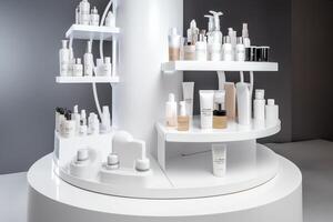 blanc podium pour beauté des produits. ai généré photo