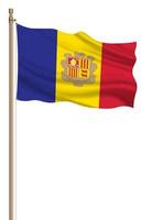 3d drapeau de andorre sur une pilier photo