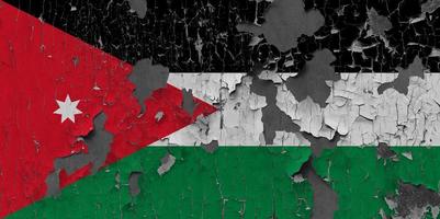 3d drapeau de Jordan sur pierre mur photo