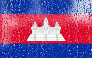 3d drapeau de Cambodge sur une verre photo