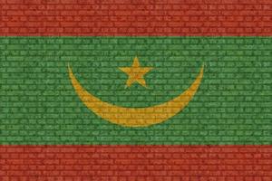 3d drapeau de Mauritanie sur brique mur photo