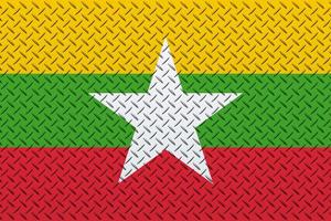 3d drapeau de myanmar sur une métal mur Contexte. photo