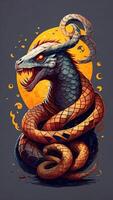 dragon et serpent sur une foncé Contexte. ai généré photo