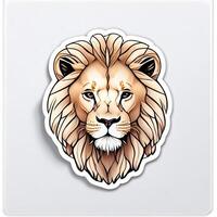 Lion tête autocollant, isolé sur blanc Contexte. vecteur illustration. ai généré photo