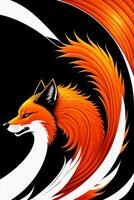 illustration de une Renard tête avec un Orange et noir Contexte. ai généré photo