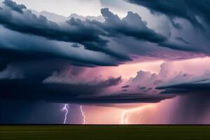 une orage est à venir dans le des champs de Sud Afrique. le orage est à venir. ai généré photo