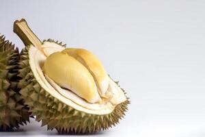 Frais durian isoler sur blanc Contexte. macro studio tir. ai généré. photo