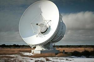 groupe de radio télescope Satellite plats. vla très grand tableau dans sablonneux zone. neural réseau généré art photo