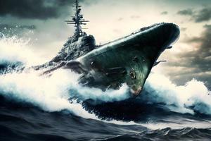 navires de guerre. missile croiseur. protection de maritime les frontières de le État. neural réseau généré art photo