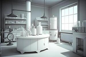 intérieur de une chimique ou biologique laboratoire. neural réseau ai généré photo