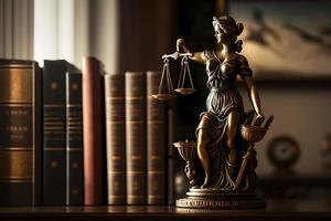 sculptures de thémis, une symbole de Justice dans juge ou avocat intérieur. neural réseau généré art photo