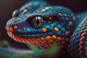 magnifique coloré serpent, brésilien arc en ciel boa. neural réseau ai généré photo
