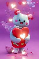 les lampes avec embrasé cœurs, Contexte pour Valentin l'amour avec personnage dessin animé photo