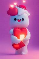 les lampes avec embrasé cœurs, Contexte pour Valentin l'amour avec personnage dessin animé photo