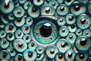 yeux, beaucoup gros et petit yeux. Contexte de le yeux. génératif ai photo