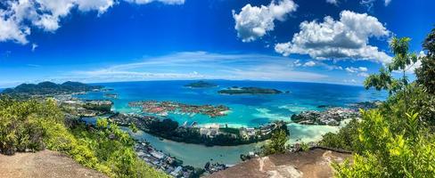 panoramique vue point de Eden île, Marin parc île et Praslin et la digue photo