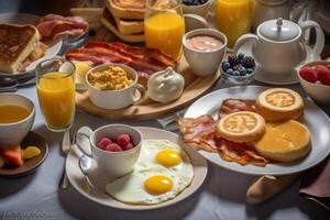 américain petit déjeuner nourriture menu. ai généré. photo