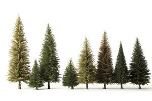 groupes de conifère des arbres isolé sur blanc Contexte. Noël veille. ai généré photo